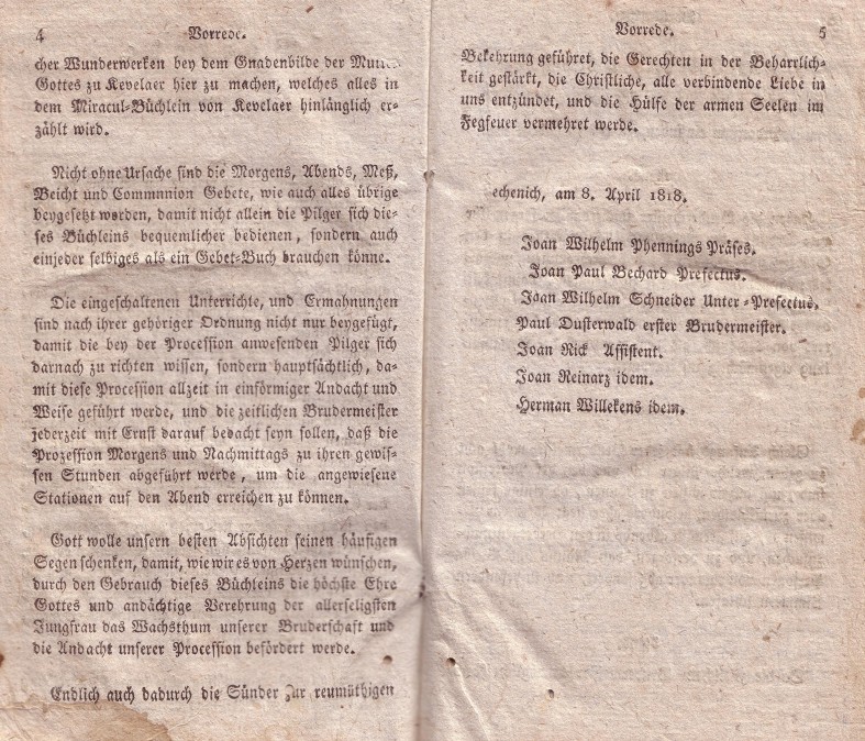 Lechenicher Wallfahrtsbuch von 1818